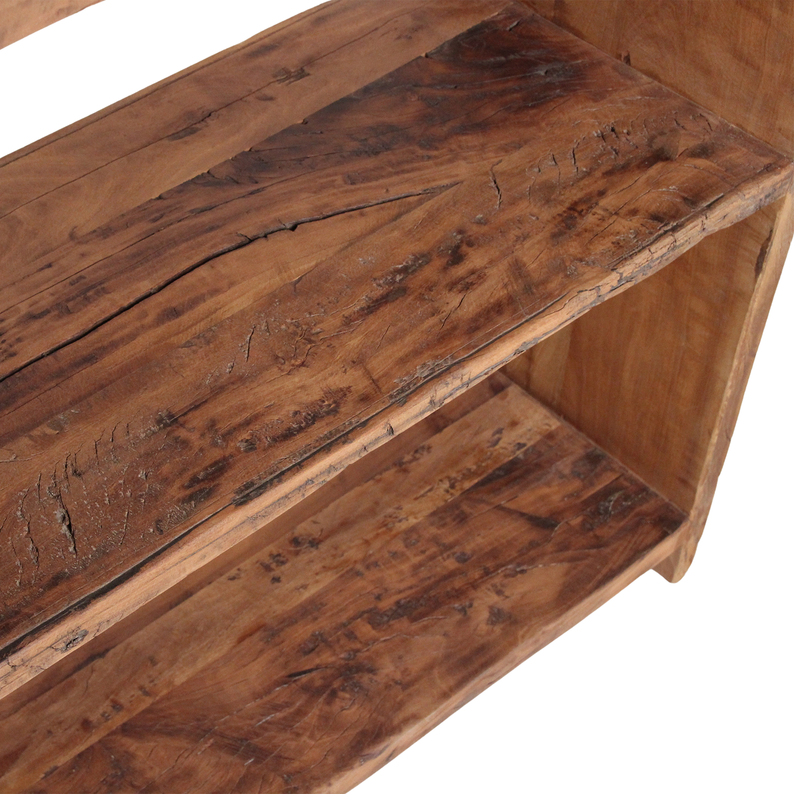 Étagère en bois recyclé marron à montants épais – 100x37 cm