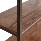 Étagère haute en bois recyclé et métal noir ouverte – 100x38 cm