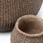 Cache-pot en béton brun artisanal pour intérieur et extérieur