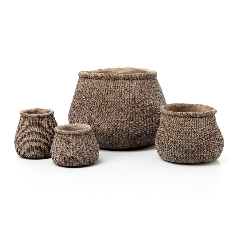 Cache-pot en béton brun artisanal pour intérieur et extérieur
