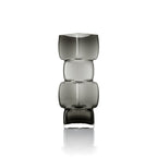 Vase décoratif en verre fumé forme totem gris foncé – H30 cm