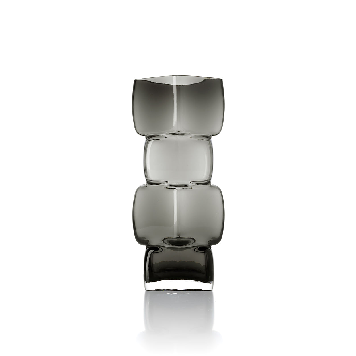 Vase décoratif en verre fumé forme totem gris foncé – H30 cm