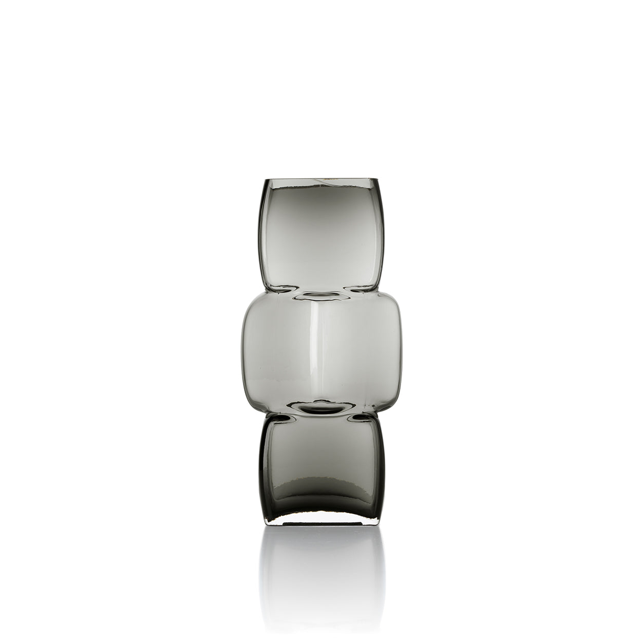 Vase décoratif en verre fumé forme totem gris foncé – H27 cm