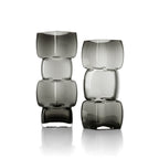 Vase décoratif en verre fumé forme totem gris foncé – H27 cm