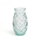 Verre à eau texturé en verre recyclé bleu motif losanges