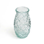 Verre à eau texturé en verre recyclé bleu motif losanges