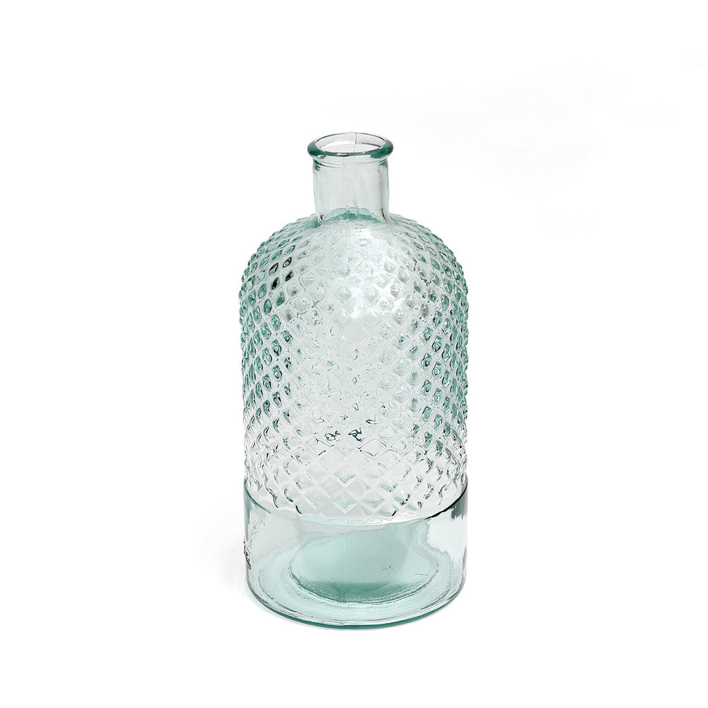 Vase décoratif en verre recyclé motif losange – H22 cm