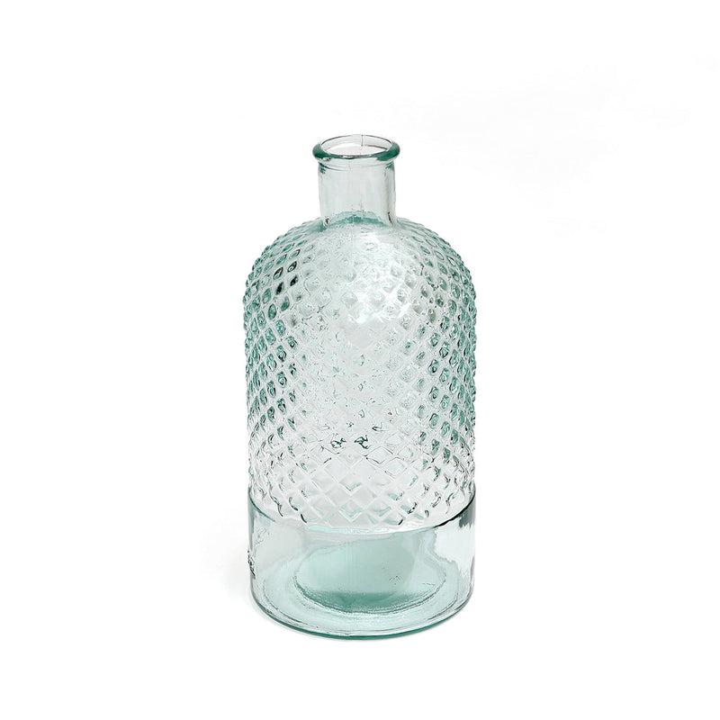 Vase décoratif en verre recyclé motif losange – H22 cm