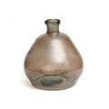 Vase ovale en verre recyclé soufflé main beige transparent – H50 cm
