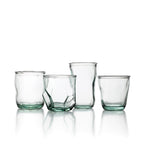 Verre à eau design origami en verre recyclé bleu – Ø9 cm