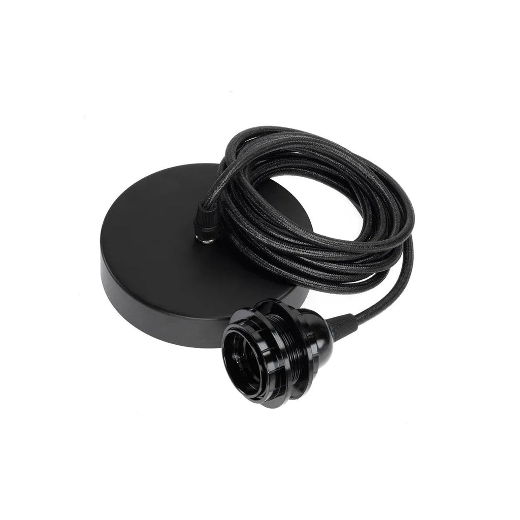 Suspension noire minimaliste en câble tressé circulaire – 250 cm