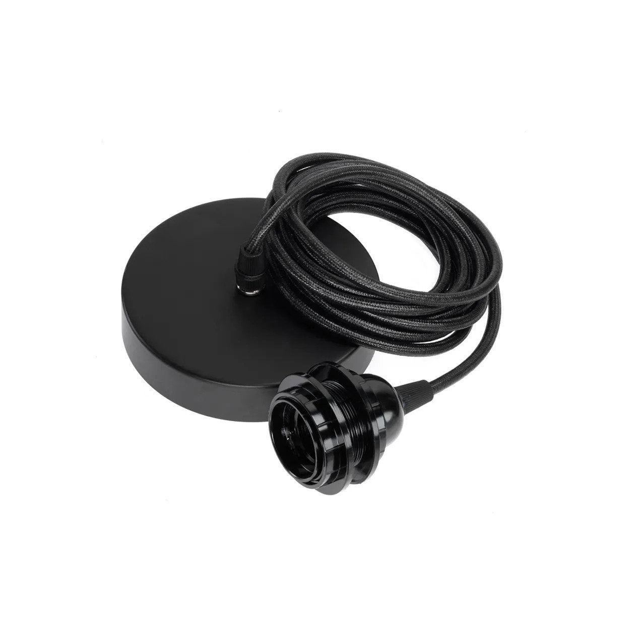 Suspension noire minimaliste en câble tressé circulaire – 250 cm