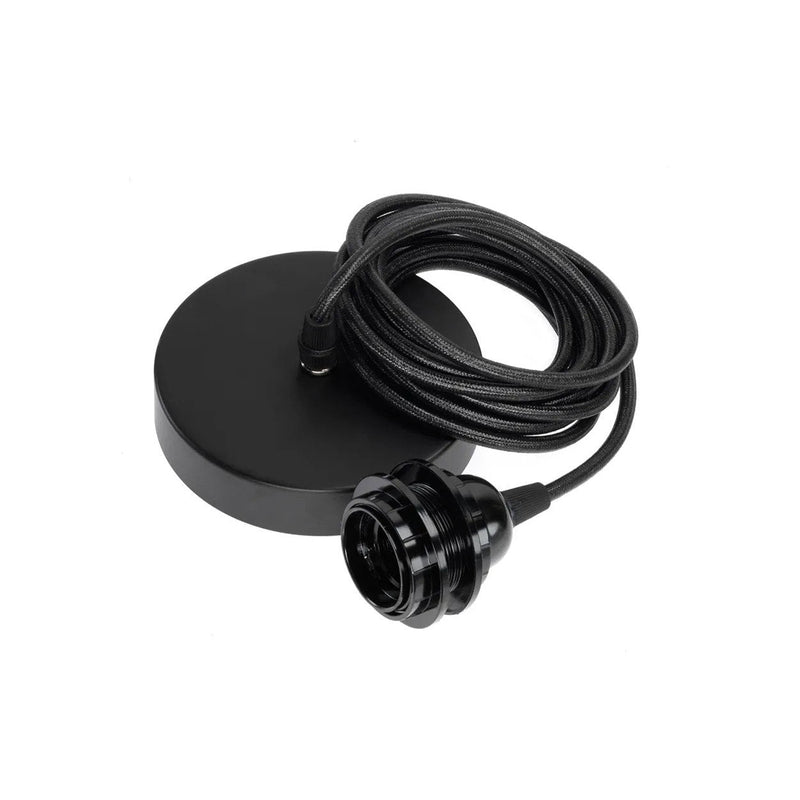 Suspension noire minimaliste en câble tressé circulaire – 250 cm