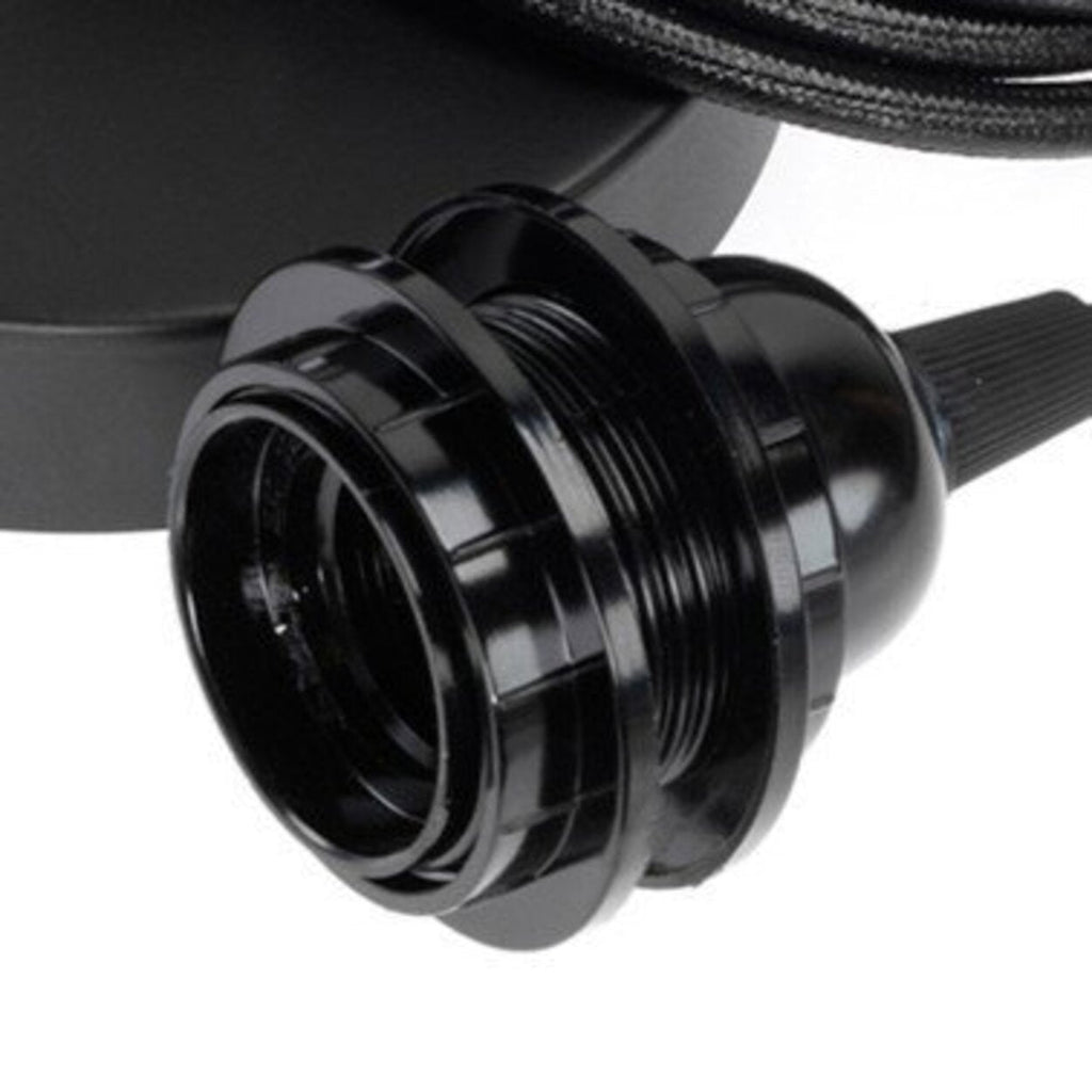 Suspension noire minimaliste en câble tressé circulaire – 250 cm
