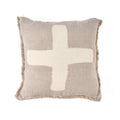 Housse coussin croix ivoire en lin texturé pour salon ou chambre