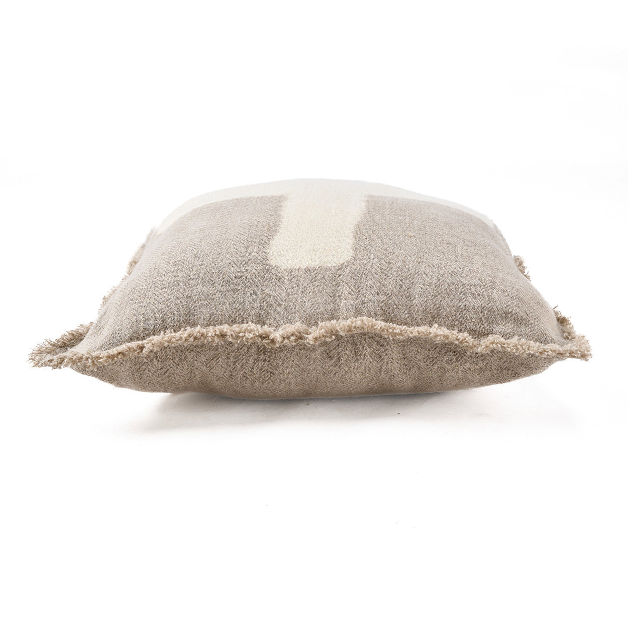 Housse coussin croix ivoire en lin texturé pour salon ou chambre