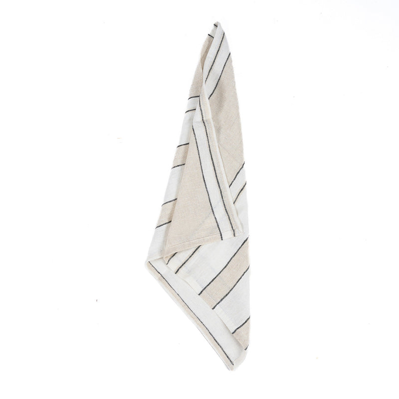 Serviette en lin rayée noir et écru pour table raffinée