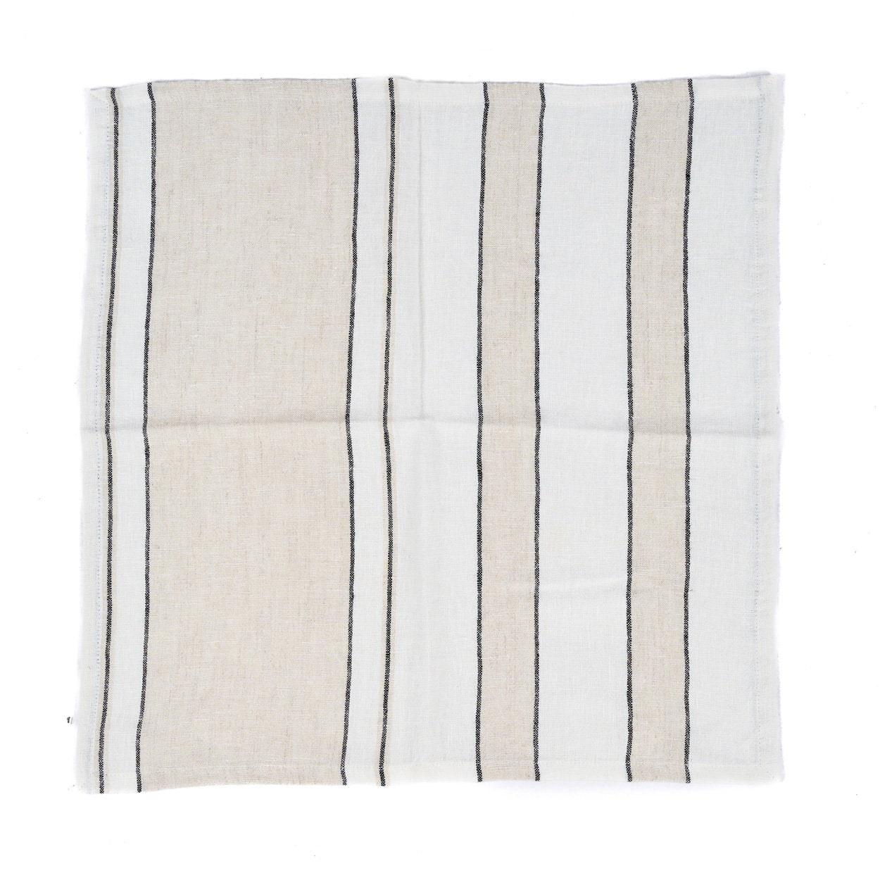 Serviette en lin rayée noir et écru pour table raffinée