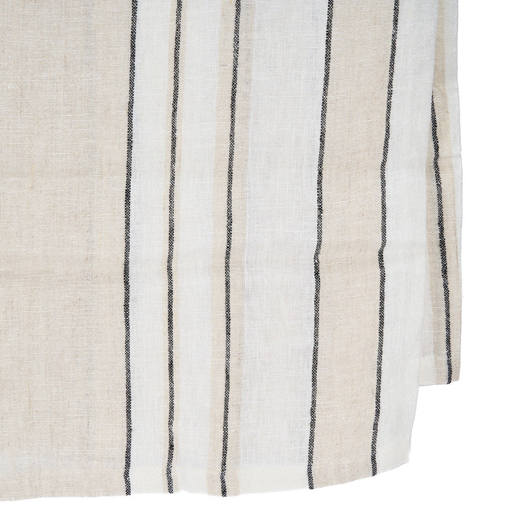 Nappe rectangulaire en lin rayé naturel noir et blanc – 150x250 cm