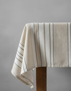 Nappe rectangulaire en lin à rayures noir et blanc – 150x300 cm