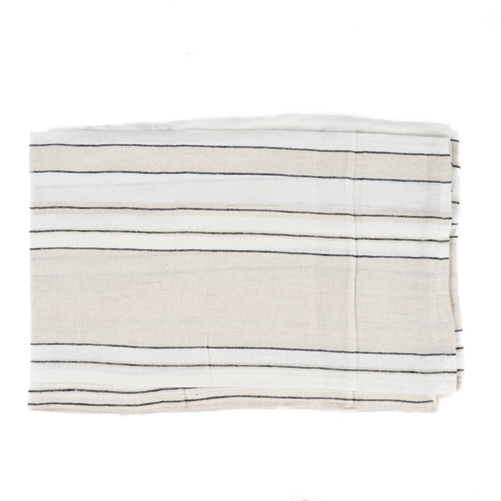 Nappe rectangulaire en lin à rayures noir et blanc – 150x300 cm