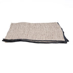 Serviette en lin naturel rayée bordure noire