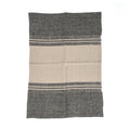 Torchon en lin naturel rayé bicolore beige et anthracite