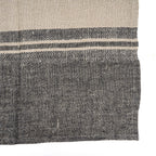 Torchon en lin naturel rayé bicolore beige et anthracite