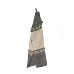 Torchon en lin naturel rayé bicolore beige et anthracite