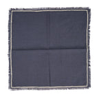 Serviette de table en lin noir naturel à franges et bordure écrue
