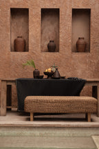 Nappe rectangulaire en lin noir naturel pour salle à manger – 150x250 cm