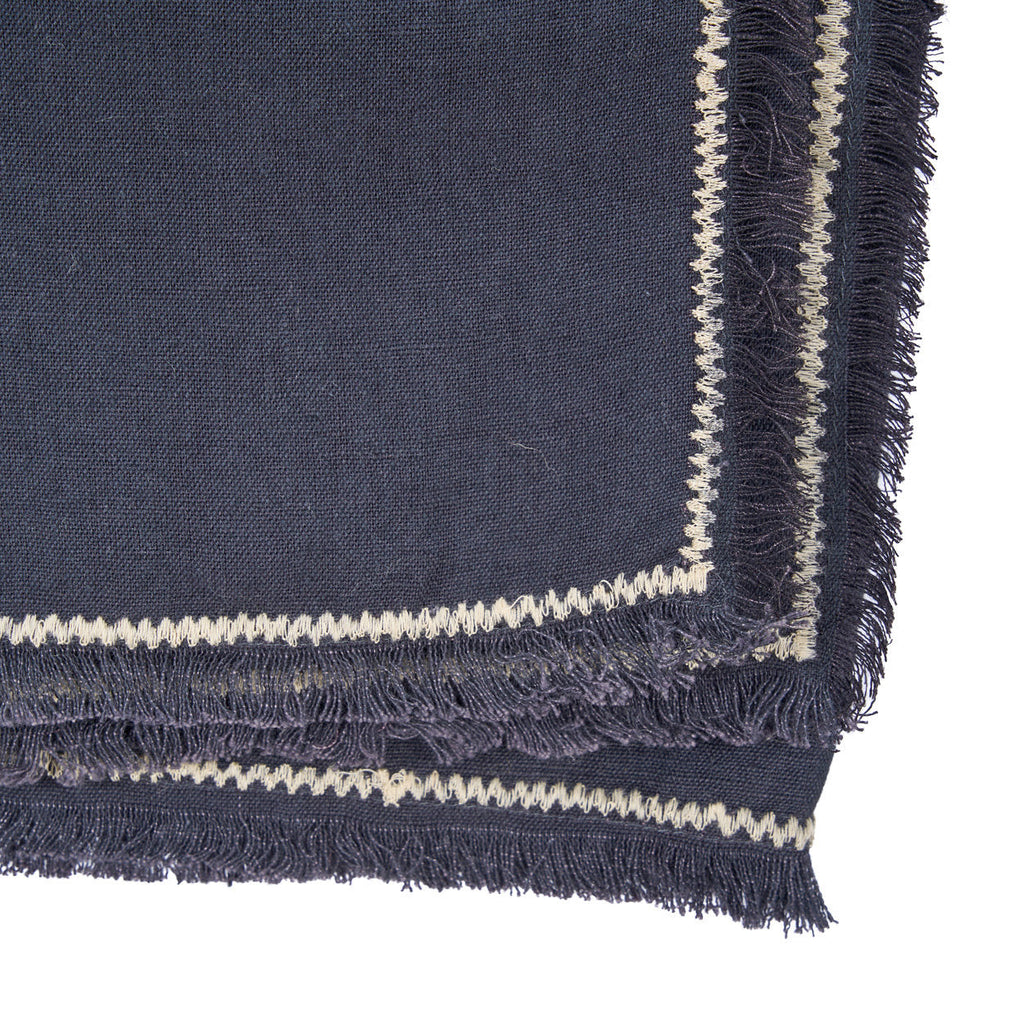 Nappe rectangulaire en lin noir naturel pour salle à manger – 150x250 cm