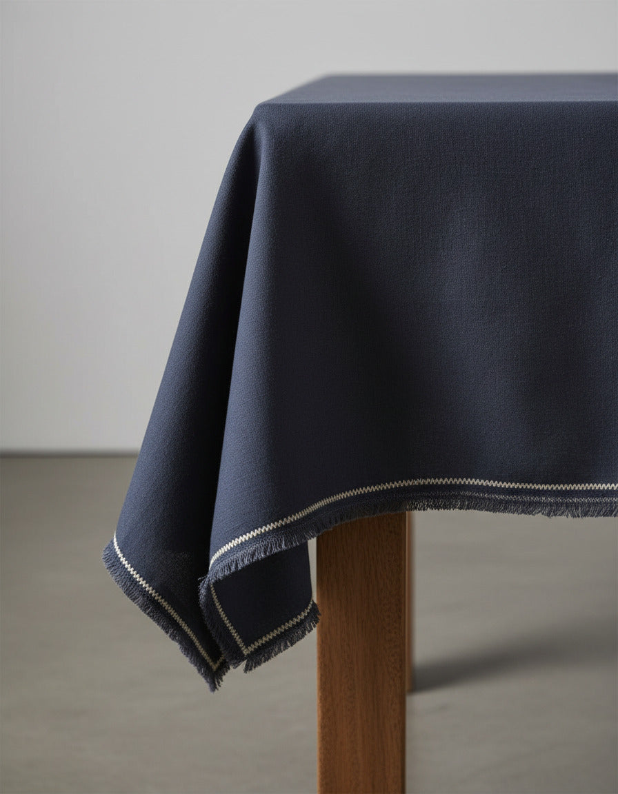 Nappe rectangulaire en lin noir naturel pour salle à manger – 150x250 cm