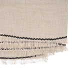 Nappe rectangulaire en lin écru bord noir frangé – 150x300 cm