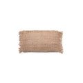 Housse de coussin beige en coton avec franges - 30x50 cm