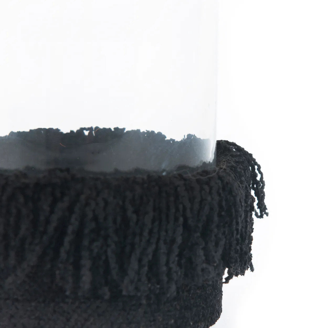 Porte-bougie en velours noir – Cylindrique et texturé