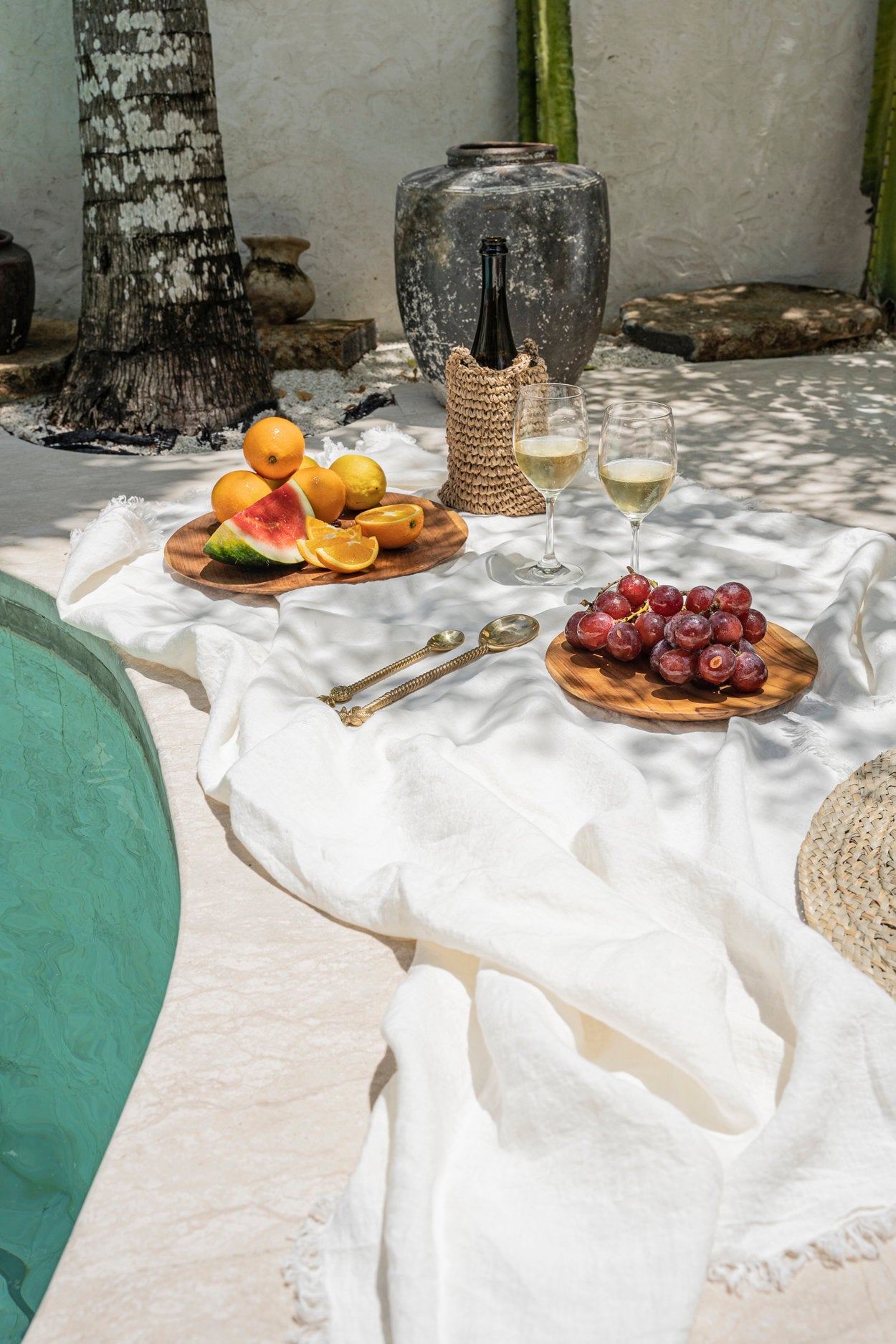 Nappe en lin blanc 150x200 cm