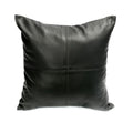 Housse de coussin carrée en cuir noir surpiqué - 40x40 cm