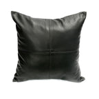Housse de coussin carrée en cuir noir surpiqué - 40x40 cm
