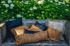 Housse de coussin carrée en cuir noir surpiqué - 40x40 cm
