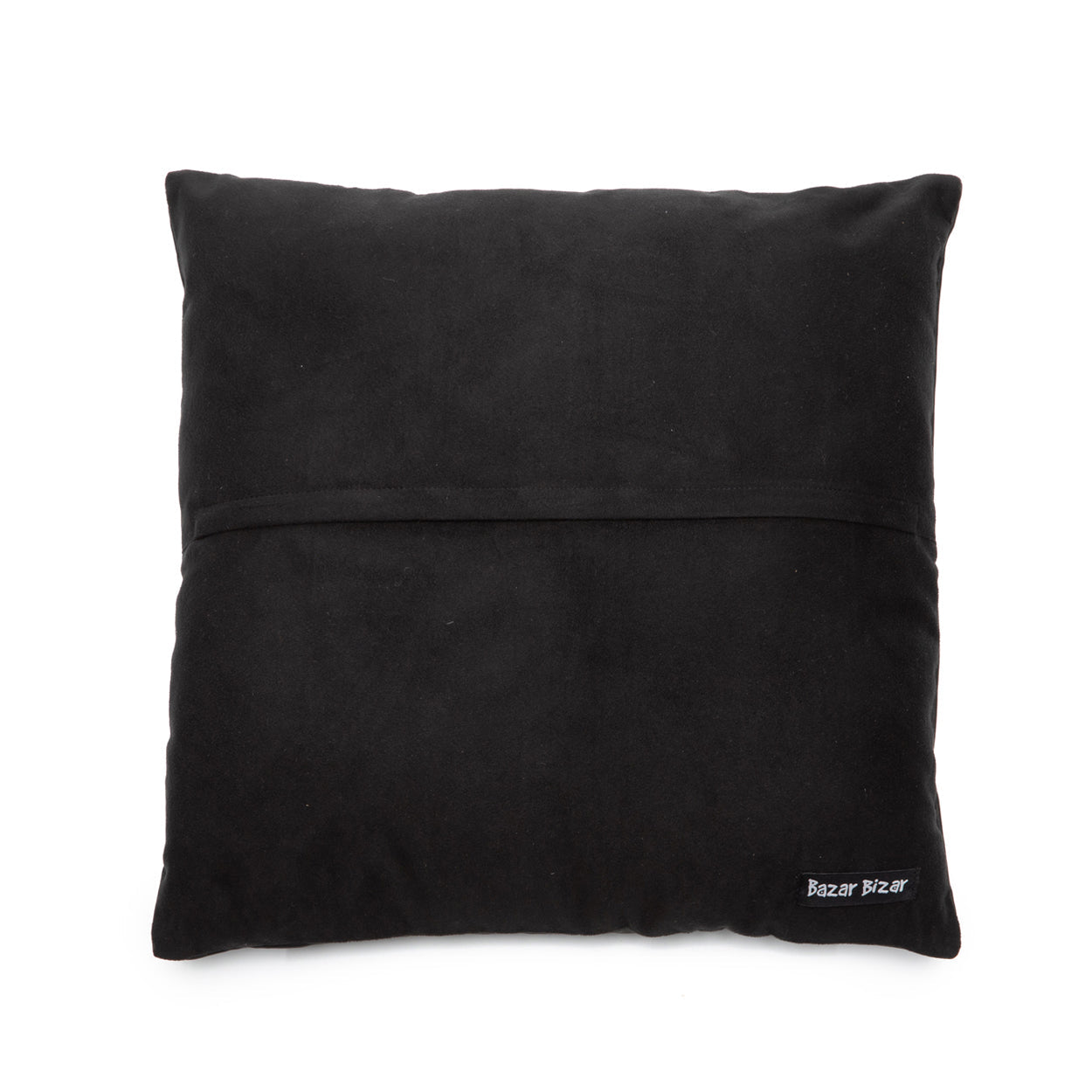 Housse de coussin carrée en cuir noir surpiqué - 40x40 cm