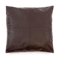 Housse de coussin cuir marron à panneaux - 60x60 cm