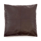 Housse de coussin cuir marron à panneaux - 60x60 cm