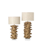 Lampe de table sculpturale en papier mâché brun pour salon – H52 cm
