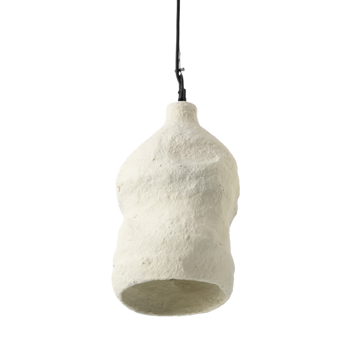 Suspension organique blanche texturée papier mâché – H36 cm