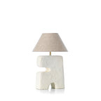 Lampe de table artisanale papier-mâché blanc pour chambre – H32 cm
