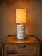 Lampe à poser en papier mâché blanc cassé - H30 cm