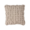 Coussin décoratif carré en lin naturel tressé façon panier