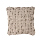 Coussin décoratif carré en lin naturel tressé façon panier