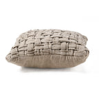 Coussin décoratif carré en lin naturel tressé façon panier